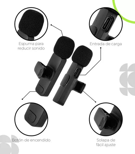 SoundWave K9: Mini Micrófonos Inalámbricos x2 Und